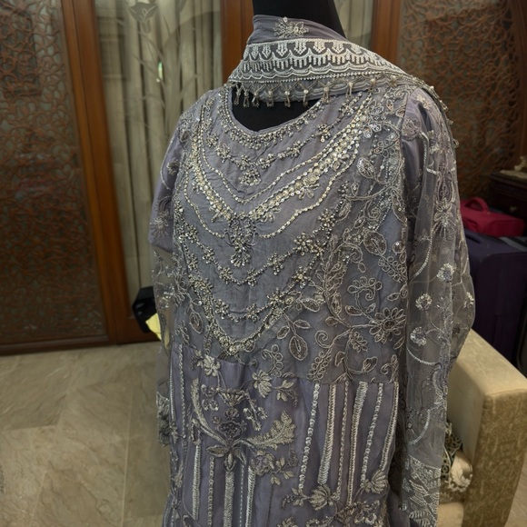 ZebTan Grey Indian/Pak dress with real Hand work & Embroidery check my listing - Picture 1 of 6